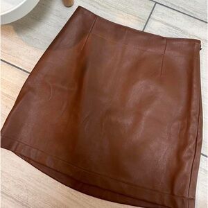 A&F Brown Vegan Leather Skirt